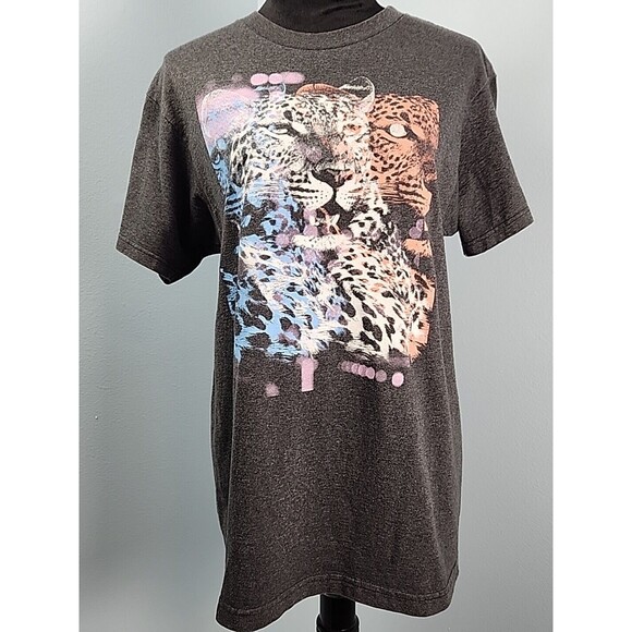 Neff Cheetah Big Cat T-Shirt Mens Medium Gray Short Sleeve retro wildcat - Picture 1 of 9
